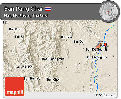 Shaded Relief 3D Map of Ban Pang Chai