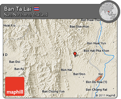 Shaded Relief 3D Map of Ban Ta Lai