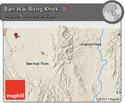 Shaded Relief 3D Map of Ban Wai Rong Khok