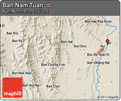 Shaded Relief 3D Map of Ban Nam Tuan