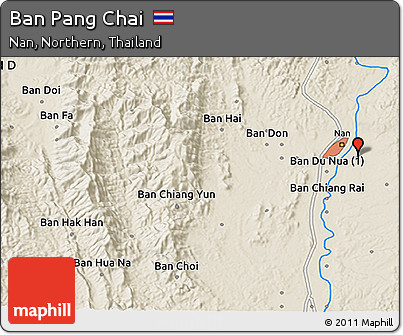 Shaded Relief 3D Map of Ban Pang Chai
