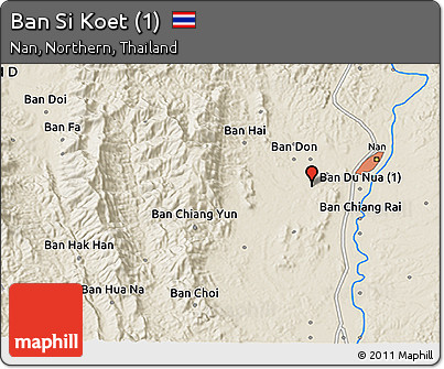 Shaded Relief 3D Map of Ban Si Koet (1)