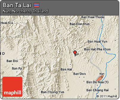 Shaded Relief 3D Map of Ban Ta Lai