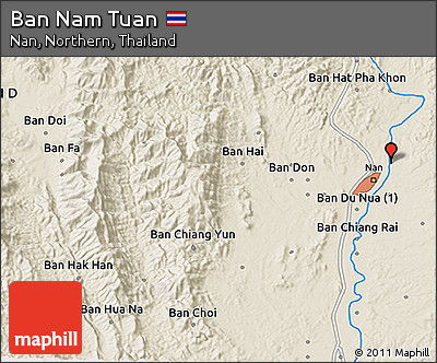 Shaded Relief 3D Map of Ban Nam Tuan