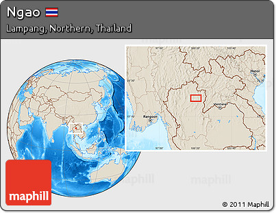 Shaded Relief Location Map of Ngao