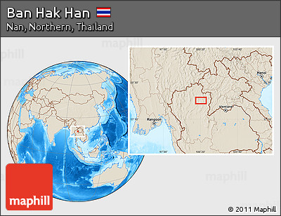 Shaded Relief Location Map of Ban Hak Han