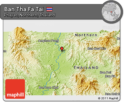 Physical Panoramic Map of Ban Tha Fa Tai