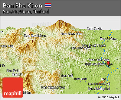 Physical Panoramic Map of Ban Pha Khon
