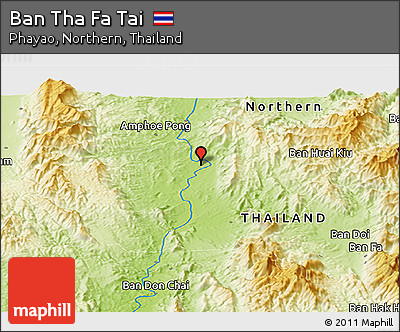 Physical Panoramic Map of Ban Tha Fa Tai