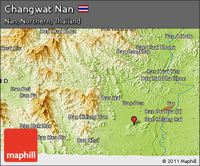 Physical Panoramic Map of Changwat Nan
