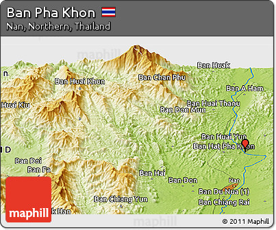 Physical Panoramic Map of Ban Pha Khon