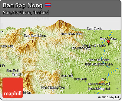 Physical Panoramic Map of Ban Sop Nong