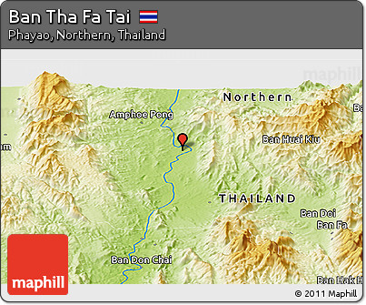 Physical Panoramic Map of Ban Tha Fa Tai