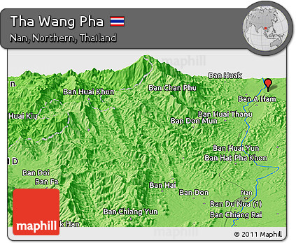 Political Panoramic Map of Tha Wang Pha