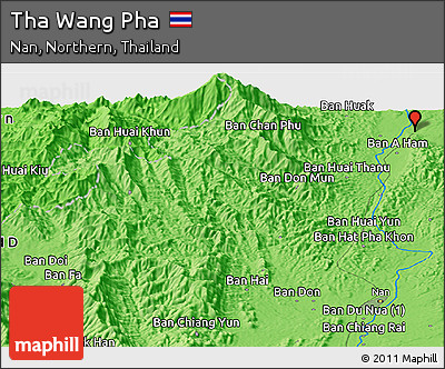Political Panoramic Map of Tha Wang Pha