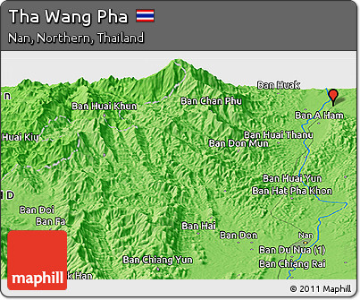 Political Panoramic Map of Tha Wang Pha