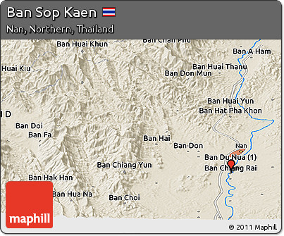 Shaded Relief Panoramic Map of Ban Sop Kaen