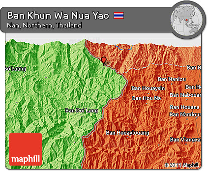 Political 3D Map of Ban Khun Wa Nua Yao