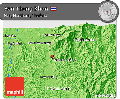 Political 3D Map of Ban Thung Khon