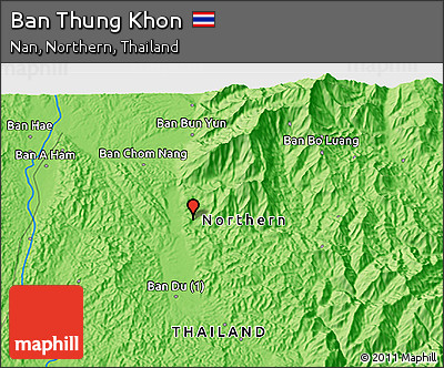 Political 3D Map of Ban Thung Khon