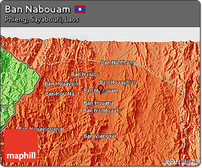 Political 3D Map of Ban Nabouam