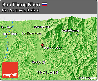 Political 3D Map of Ban Thung Khon