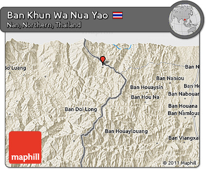 Shaded Relief 3D Map of Ban Khun Wa Nua Yao