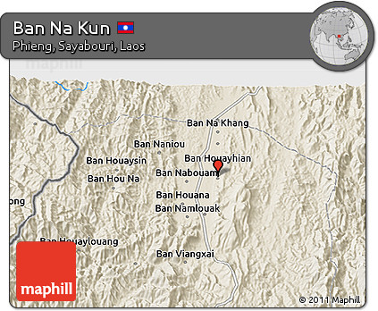 Shaded Relief 3D Map of Ban Na Kun
