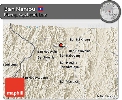 Shaded Relief 3D Map of Ban Naniou
