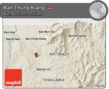 Shaded Relief 3D Map of Ban Thung Klang