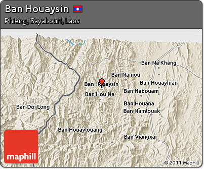 Shaded Relief 3D Map of Ban Houaysin