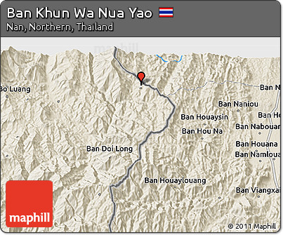 Shaded Relief 3D Map of Ban Khun Wa Nua Yao