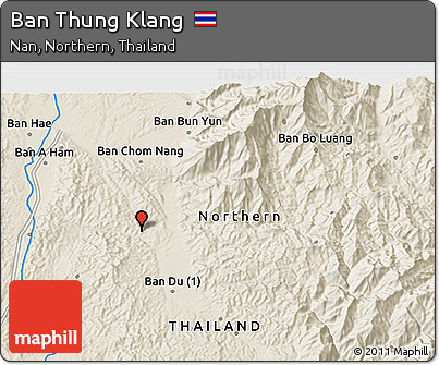 Shaded Relief 3D Map of Ban Thung Klang