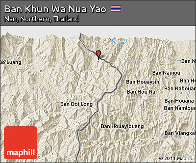 Shaded Relief 3D Map of Ban Khun Wa Nua Yao