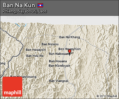 Shaded Relief 3D Map of Ban Na Kun
