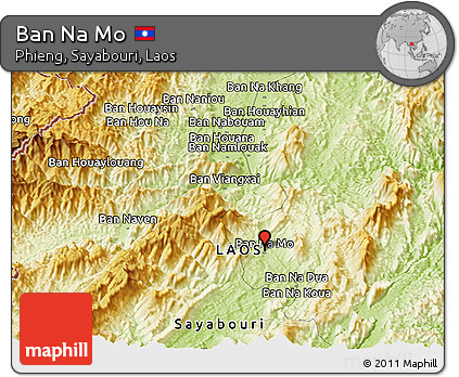 Physical Panoramic Map of Ban Na Mo