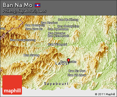 Physical Panoramic Map of Ban Na Mo