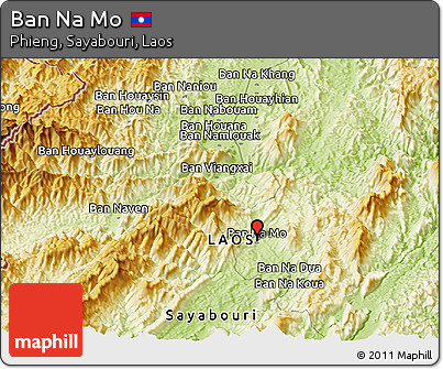 Physical Panoramic Map of Ban Na Mo