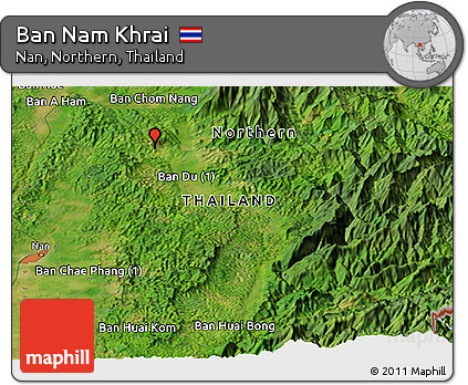 Satellite Panoramic Map of Ban Nam Khrai