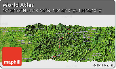 Satellite Panoramic Map of the Area around 18° 51' 53" N, 101° 13' 29" E