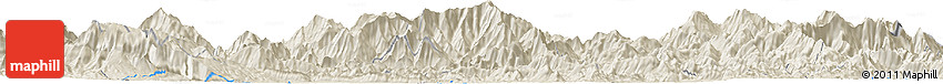 Shaded Relief Horizon Map of the Area around 18° 51' 53" N, 103° 46' 30" E