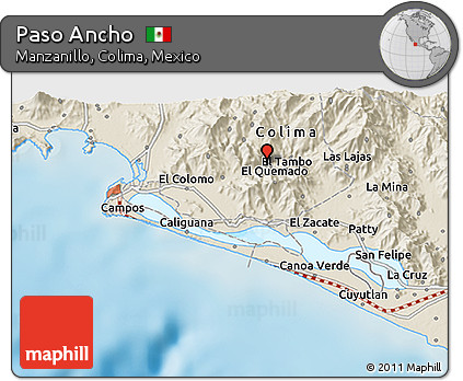 Shaded Relief 3D Map of Paso Ancho