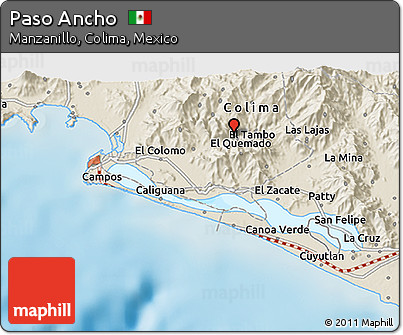 Shaded Relief 3D Map of Paso Ancho