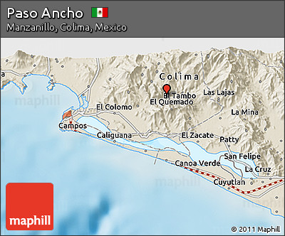 Shaded Relief 3D Map of Paso Ancho