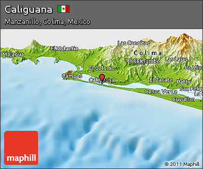 Physical Panoramic Map of Caliguana
