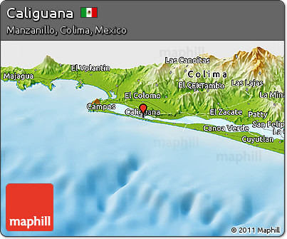 Physical Panoramic Map of Caliguana