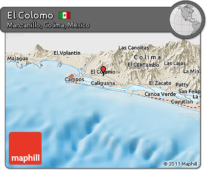 Shaded Relief Panoramic Map of El Colomo