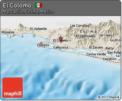 Shaded Relief Panoramic Map of El Colomo