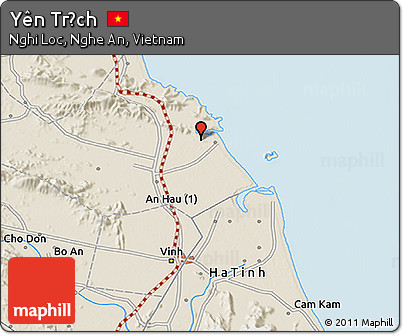 Shaded Relief 3D Map of Yên Trạch