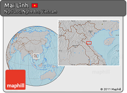 Gray Location Map of Mai Lĩnh, hill shading